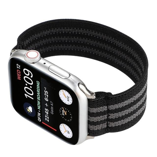 Elasticated Nylon Watch Band Black Gray / 38mm / 40mm / 41mm DP204219S40