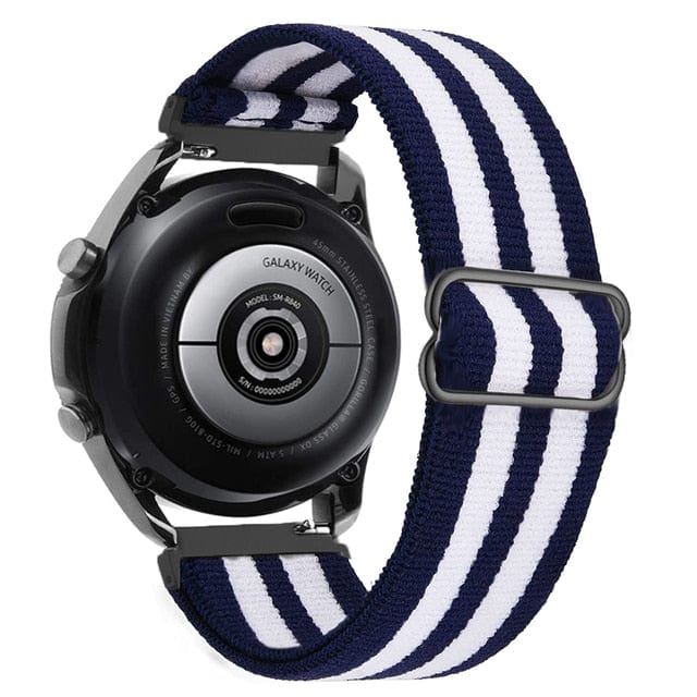 Adjustable Nylon Sports Watch Band For Samsung Blue White Stripes / 20mm DS2105242S28