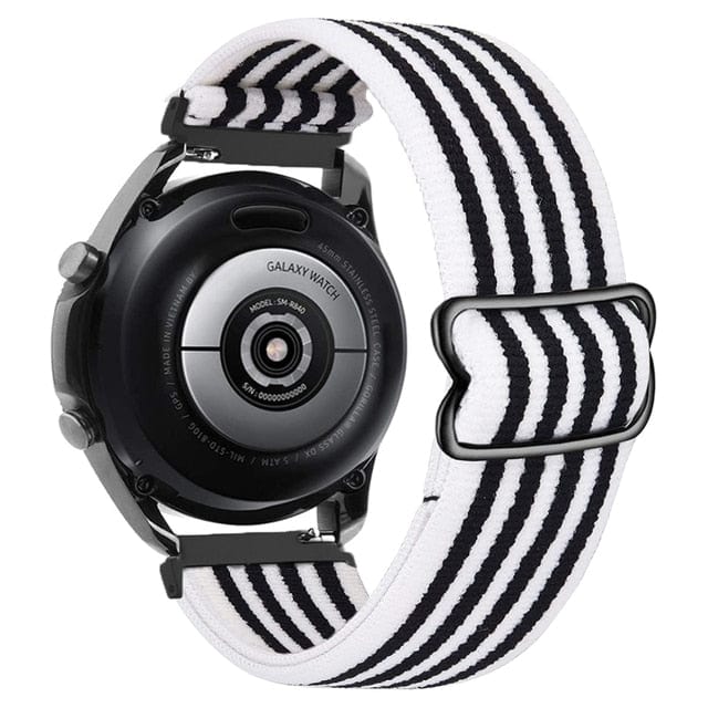 Adjustable Nylon Sports Watch Band For Samsung Black White Stripes / 20mm DS2105242S29