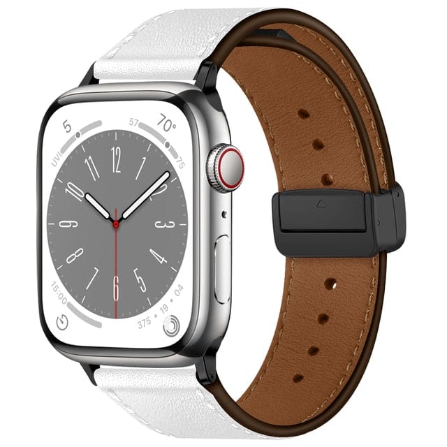 Magnetic Buckle Leather Watch Band White / 38mm, 40mm & 41mm DP2301041S05