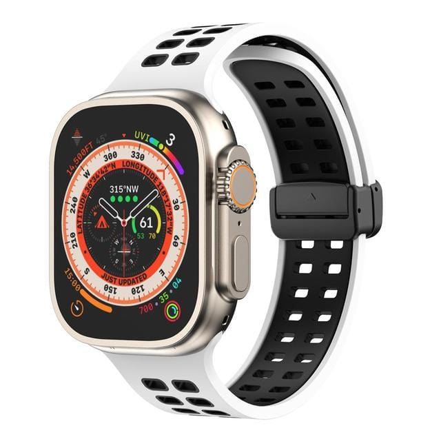 Breathable Magnetic Sports Watch Band White Black/ Black / 38mm, 40mm & 41mm DP2303154S11